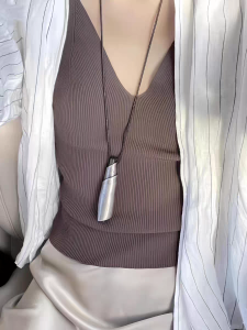 Elegant Black Silk Rope Necklace with Black Ebony Wooden Scroll Adjustable Long Sweater Chain Fashionable Retro Luxury Jewelry