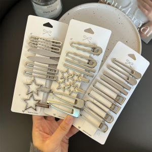 【♡Lovely girls house♡】24Pcs ปิ่นปักผมโลหะ Y2K เรียบรูปดาวแนวย้อนยุคปิ่นปักผมสุดเท่แนวกิ๊ฟติดผม