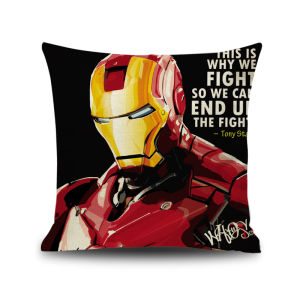 Marvel Hero Spider-Man Anime Pillow Iron Man Captain America Avengers Black Widow Cushion Cover Retro Nostalgic Style PP Cotton
