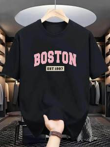 2026 summer mens casual loose plus size printed sports comfortable round neck short sleeved T-shirt