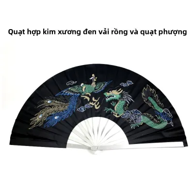 Quạt Tai Chi Kim Loại Nguyên Chất Quạt Kung Fu Võ Thuật Tự Vệ Quạt Gấp Quạt Sắt Quạt Cầm Tay Thể Thao Quạt Tai Chi