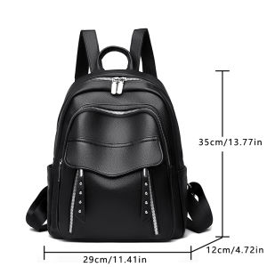 กระเป๋าเป้สะพายหลังผู้หญิงหนังนิ่ม ความจุขนาดใหญ่ กระเป๋าเดินทาง กระเป๋าเดินทางแบบสะพายไหล่คู่ กระเป๋าเดินทางแบบลำลองสำหรับฤดูร้อน 2025