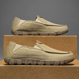 Comfortable Low-Top Mens Outdoor Canvas Shoes Slip-On Breathable Boat Shoes Large Size 45 46 47 Seasonal New Arrival