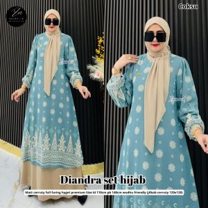 Diandra set hijab - ceruty full furing hyget premium Ld 110 Pj 140