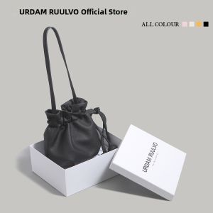 URCDN RDALVO | Ruched Cloud Drawstring Soft Leather Bucket Bag