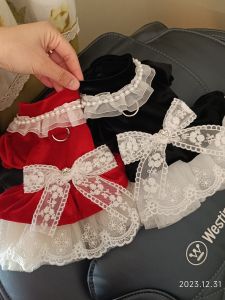 เสื้อผ้าสัตว์เลี้ยงซอสข้าวฟอง: สไตล์จั๊มสูทเจ้าหญิงสําหรับสุนัขและแมวสีแดง เหมาะสําหรับฤดูใบไม้ผลิและฤดูใบไม้ร่วง เหมาะสําหรับงานแต่งงาน