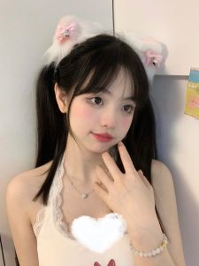 Adorable Pink Bowtie Bell Cat Ear Hair Clip Little Bear Picking Stars Simulation Ear for Girls Korean Style Fashion Jewelry