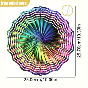 CIFbuy | Rainbow Color Wheel Decor – 10" Metal Wind Chime 360° Swivel Hook No Battery All-Season Garden Ornament