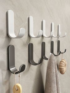 Strong Load Bearing Adhesive Wall Hooks No Punching Bathroom Kitchen Bedroom Toilet Door Back Traceless Hooks Stainless Steel Rectangular Door Hooks