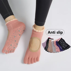 ถุงเท้าไม่ลื่นหัวยิมพิลาทิสโยคะลายดอกเมฆน่ารักสำหรับผู้หญิงถุงเท้าผ้าฝ้ายออกกำลังกายมีรูระบายอากาศ