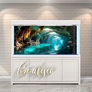 Stiker Background Aquarium Vinyl Premium Tahan Air - Luminous Cave (LC)