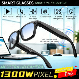 LIGE | LIGE Fashion 4K HD Smart Glasses With 1300 pixel Camera 1080P Shooting Video 80+Language Translation Smart AI Assistant Glasses