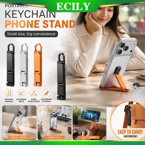 ECILY Portable Phone Stand Foldable Mini Phone Stand with Carabiner Clip Stable Support for Video Calls Watching Movies & Travel Fits All Smartphones