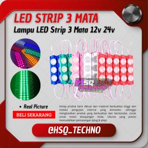 Lampu LED Modul 3 Mata Lampu Kolong Motor Mobil Truck Lampu Neonbox Waterproof 12V 24V DC