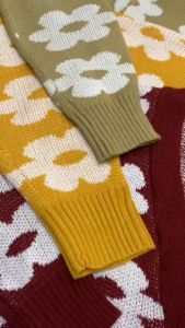 flower cardigan rajut wanita oversize lengan panjang terbaru korean style