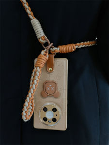 Pura70Pro Huawei Mate40 pro Cute Creative Cartoon Bear Leather Phone Case Female Style with Lanyard Shockproof Protection