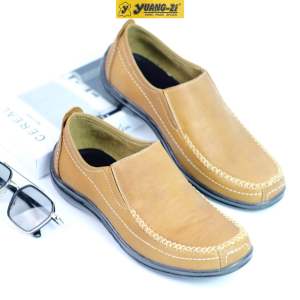 Yuang-Zi Sepatu Casual Slip On Bahan Kulit / Sepatu Formal Pantofel Kantoran Pria Kulit