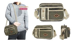 Tas Slempang Kecil Pria Kanvas APPA327 Kasual Shoulder Bag