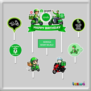 Topper cake ojol gojek grab happy birthday hiasan kue & buket