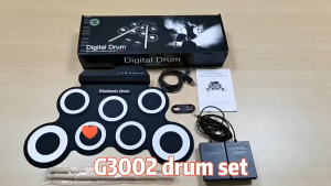 RIXTON Electric Digital Drum Pad Set W/ Drumsticks and Sustain Foot Pedal Silicone Electric Drum Set