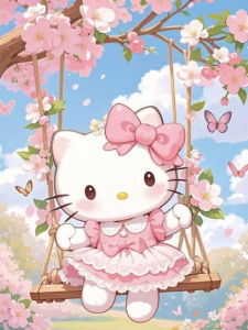 Bandai | Oil Painting Sanrio Hello Kitty Cartoon By Numbers Home Decor Modern Wall Decor for Living Room Bedroom Perfect Gift No Frame