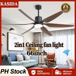 KASIDA 66inch ceiling fan with light modern ceiling lights with fan and remote control ceiling fan heavy duty wooden ceiling fan with led light 3 colors dimming 6 speed silent ceiling fan 5 blades big ceiling fans for living room dining room bedroom