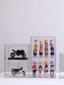 LUXU Acrylic Display Case Transparent Box Popmart Toy Storage Organizer Stackable Magnetic Dustproof