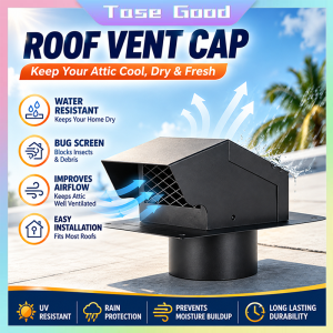 Tase Good Galvanized Steel Roof Vent Cap Rainproof Insect Screen Dryer Exhaust Ventilation Hood for House Roof