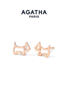 AGATHA | Silver French Style Collection Hollow Puupy Dog Design Earrings
