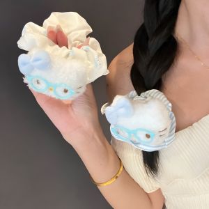 ริบบิ้นผ้าคล้องผมลายจุด Kt Cat รุ่นใหม่ 2025 หางม้า หางกระต่าย ริบบิ้นผ้าคล้องผมหวานๆ สไตล์สาวๆ ที่สวมแว่น