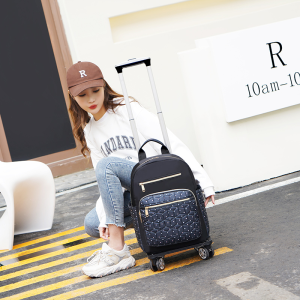 Spring Summer New Ultra-Light Double Shoulder Luggage Bag Handheld Carry-On Suitcase with Detachable Wheel for Traveling