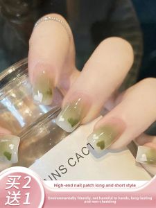 MONLEYTA | Handmade Nail Art Stickers Short Length Autumn Winter Collection Elegant Green Mood Design Manleyta R453 Nail Tips