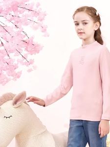 DOMIO | Girls Autumn Winter New Half High Collar T-Shirt