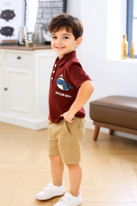 Dairoku  WHALE MAROON  Setelan Baju Anak Laki umur 1 2 3 4 5 tahun pakaian anak cowok 0 6 bulan