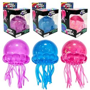 2026 Transparent Glitter Jellyfish Squishy Toy Super Soft TPR Squeeze Stress Ball Sensory Fidget Toy for Anxiety Relief...