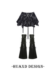 Asymmetrical Denim Skirt for Women Street Style with Shoelace Chain Details Short Length Ideal for 18-24 Year Olds