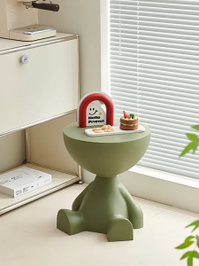 【24 Hours Shipped】Large Size Creative Cream Style Home Living Room Sofa Side Table Bedhead Plastic Mobile Storage Small Round Table Stool