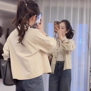 DSF Studio casual versatile short coat womens new spring and autumn Korean version loose baseball uniform stand-up collar tooling jacket top