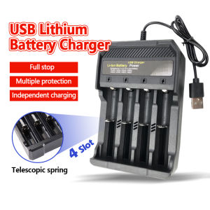 Universal 4 Slots 18650 14500 Battery Charger Lithium Ion Portable Travel USB Charger DC 4.2V 1000mA Output PENGECAS BATERI 充电座位
