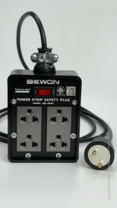 ( ชุดเซ็ตประกอบ ) ปลั๊กบล็อกยาง 4 ช่อง BEWON 3500W พร้อม มีสวิตช์ BW-4SMG ปลั๊กกราวด์คู่ มีม่านนิรภัย สายไฟยาว 3 - 30M