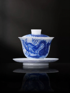 JINGDEZHEN | Hand-painted Blue and White Three Talent Gaiwan High-end Home Tea Set