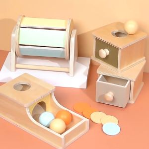 [SG Seller] Montessori Wooden Toys Early Education for Infant Toddlers 8-24 Month Baby Learning - Coin Box