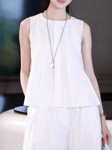 QINGNAER | French Style Sleeveless Pinched Back Tank Top Large Size Loose