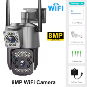 8MP 4K Dual Lens PTZ WIFI Camera Dual Screen AI Human Tracking Outdoor CD CARD 4MP WIFI Surveillance IP Camera V380 PRO