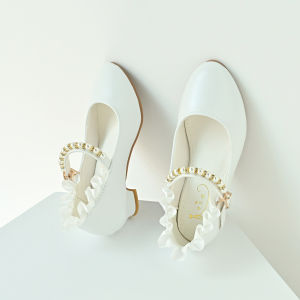 Giày Cao Gót Thời Trang Mới Cho Trẻ Em Giày Biểu Diễn Bằng Da Trắng Giày Biểu Diễn Cho Bé Gái Giày Công Chúa Giày Trẻ Em Màu Trắng