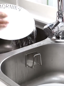 10Pcs Self Adhesive Drain Drying Rack Sink Hooks Hanger Stainless Steel Kitchen Sponge Holder Kitchen Wire Ball Rag Storage Organizer Kitchen Sink Accessories