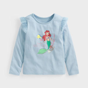 Princess Style Long Sleeve Cotton T-Shirt for Girls Base Layer Shirt Cartoon Print Spring Autumn Wear Comfortable Breathable