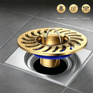 Floor Drain All-copper Shower Floor Drain Stopper Insectproof Anti-odor Deodorization Toilet Kitchen Bathroom Toilet Sewer Drain
