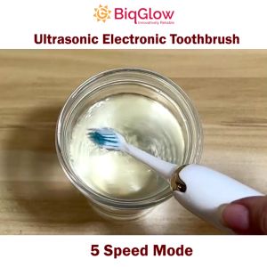 BiqGlow 【Change Spot Reminder】 Ultrasonic 5 modes Electric Toothbrush Rechargeable ETB-100