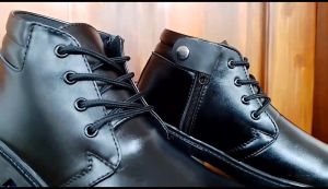 Sepatu Pria PDH Tali Ressleting Hitam Dop Dinas Kerja Polisi Satpam ASN